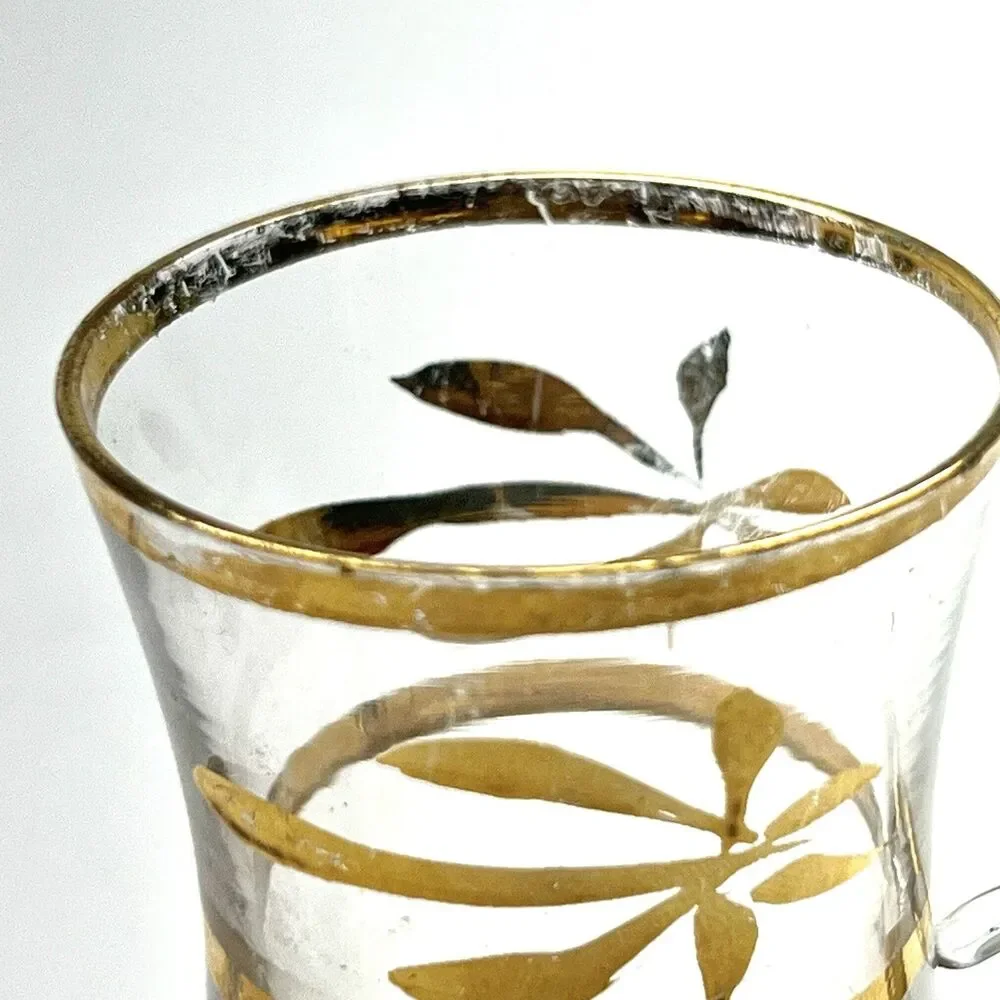Vintage MCM Espresso/Coffee/ Shot Glass - Gold Etching Accents